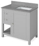 Astoria Transitional 36" Grey Right Offset Sink Vanity, Steel Grey Cultured Marb