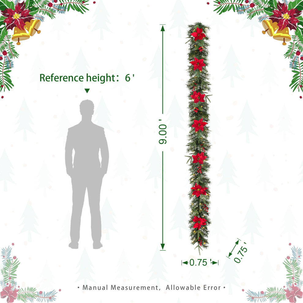9' Pre-Lit Christmas Garland