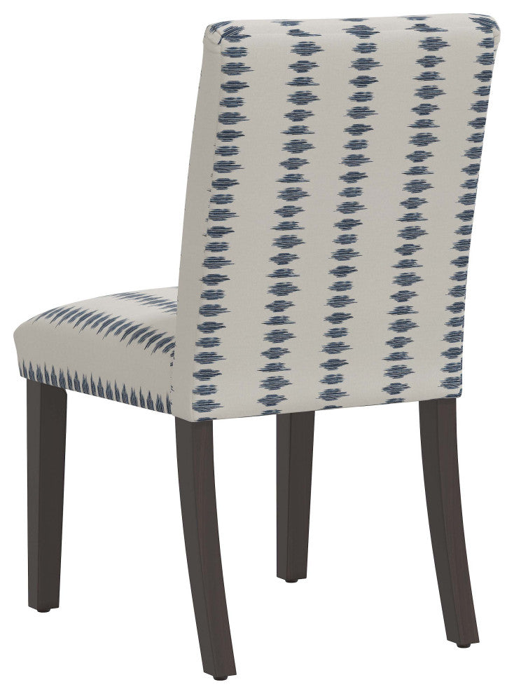 Square Dining Chair With Tapered Legs, Ikat Scribble Slate Oga