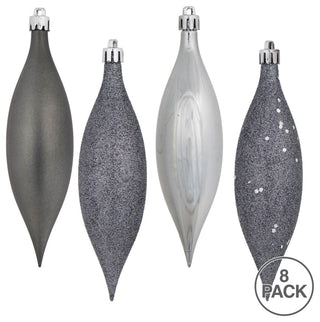 Four-Finish Finial Drop Christmas Ornament , Pewter, 5.5"