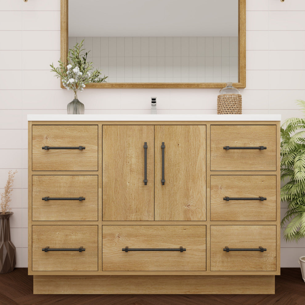 Victoria 48" Solid Wood Bath Vanity, Oak