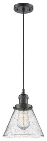 Large Cone LED Pendant, Oil Rubbed Bronze, Glass: Seedy