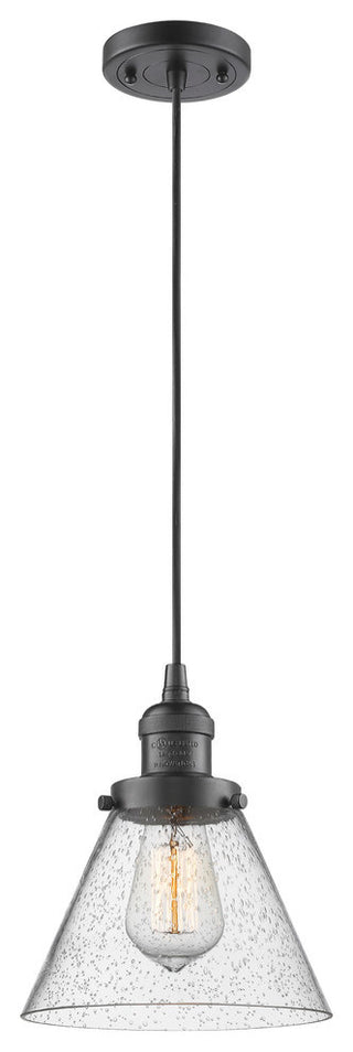 Large Cone LED Pendant, Oil Rubbed Bronze, Glass: Seedy