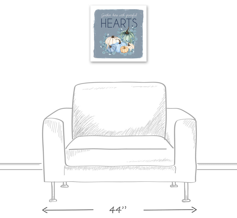 Gather Hearts Blue Mood Pumpkins 1 16"x16" Canvas Wall Art