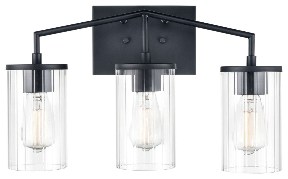 Beverlly 3 Light 20" Matte Black Bathroom Vanity Light