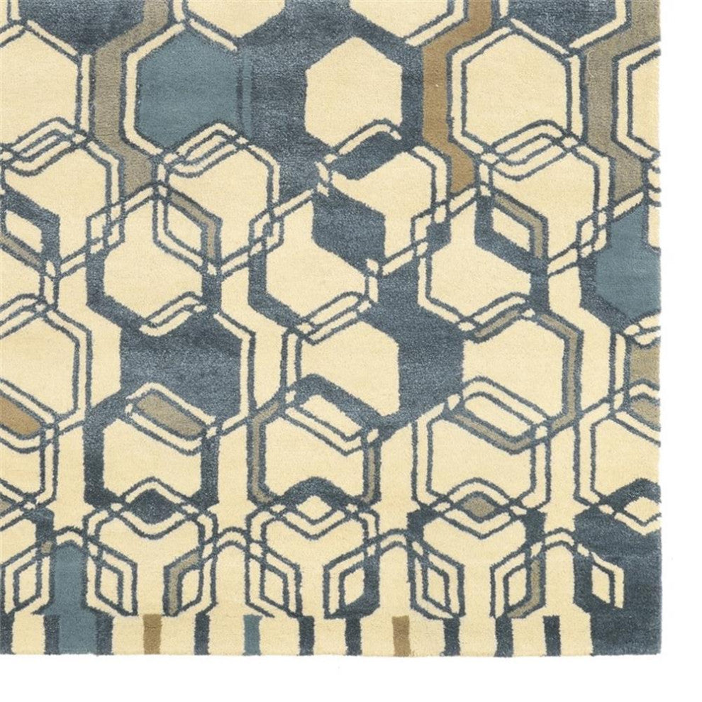 Linon Aspire Triangle Hand Tufted Wool 8'x11' Rug in Ivory