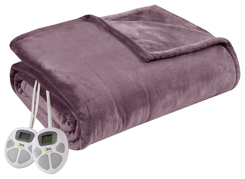 Serta Plush Heated Blanket, Purple