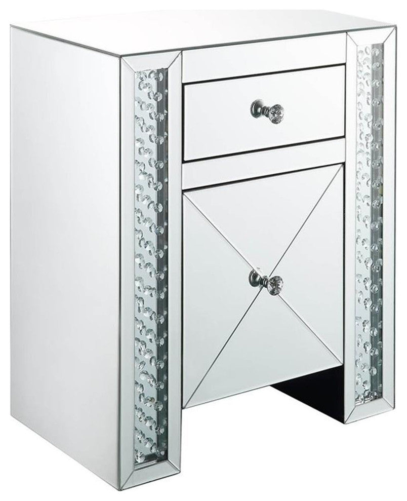 ACME Maisha 2 Drawer Mirrored Nightstand