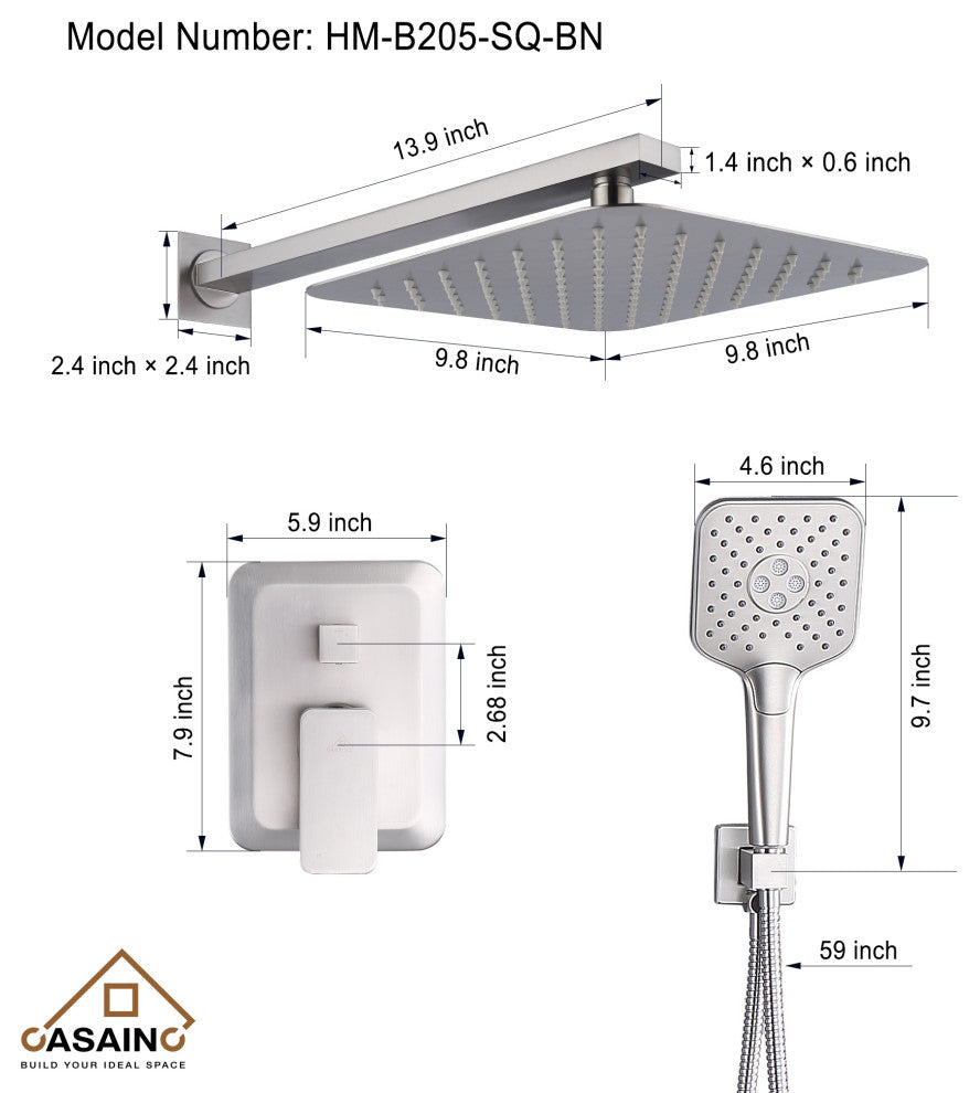 Brushed Nickel Wall Mounted  Shower Faucet Waterfall Shower Bar System, Brushed Nickle