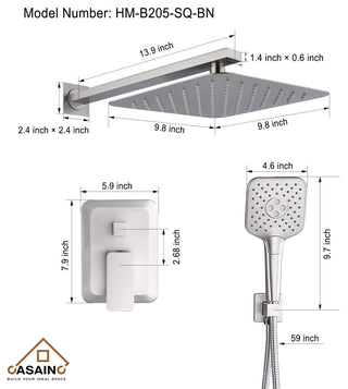 Brushed Nickel Wall Mounted  Shower Faucet Waterfall Shower Bar System, Brushed Nickle
