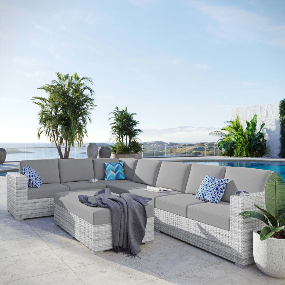 Convene 6-Piece Outdoor Patio Sectional Set - Light Gray Gray