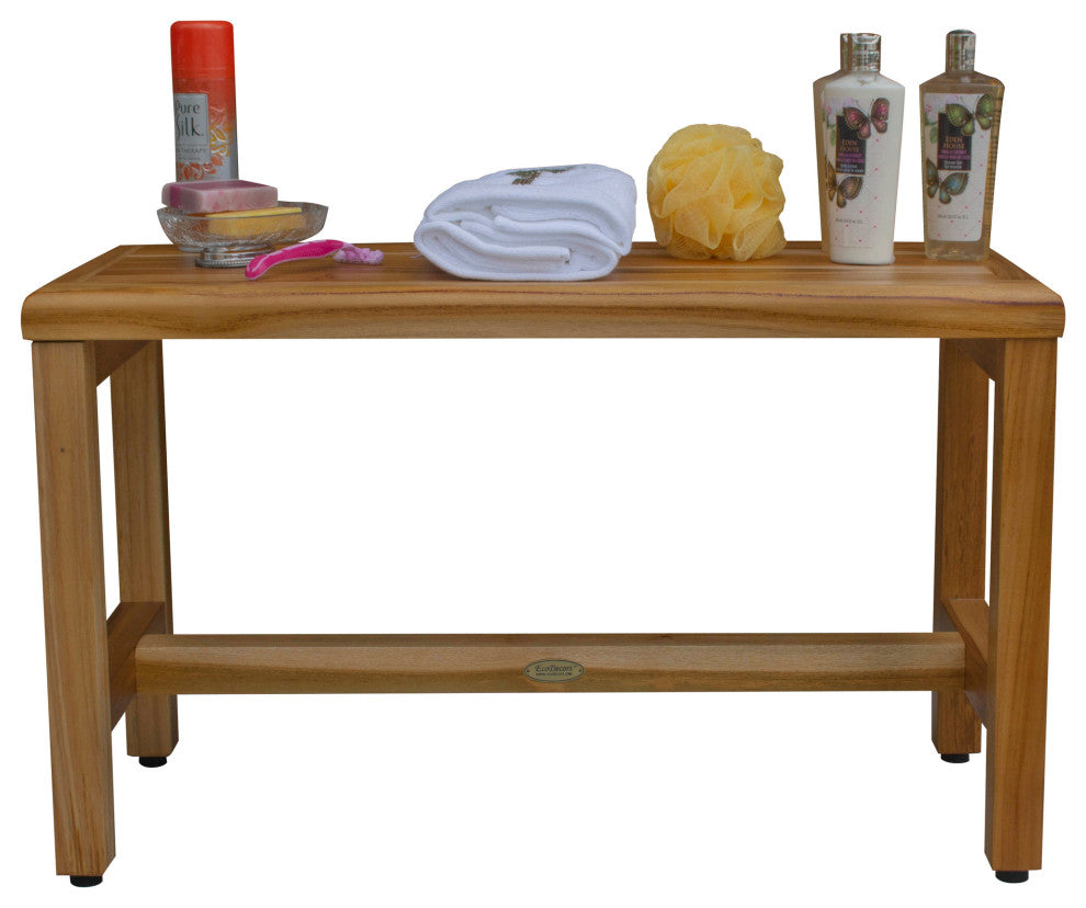 EcoDecors EarthyTeak Classic 35" Teak Shower Bench, 30"
