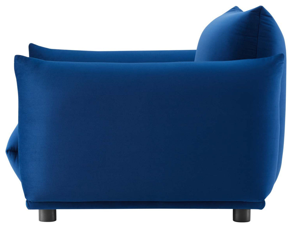 Armchair Accent Chair, Velvet, Blue Navy, Modern, Living Lounge Hospitality