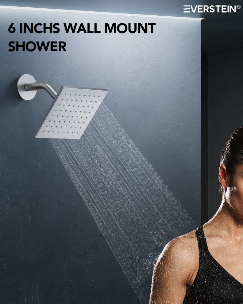 Music Shower System 16x6"Rainfall LED Shower Head With4 Way Thermostatic Faucet, Brushed Nickel