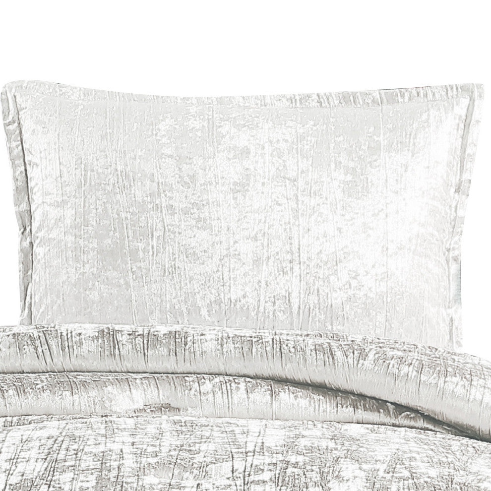 Benzara BM283889 Twin Comforter Set, Polyester Velvet Deluxe Texture, White