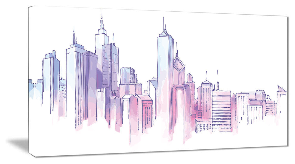 "Purple City Skyline" Canvas Print