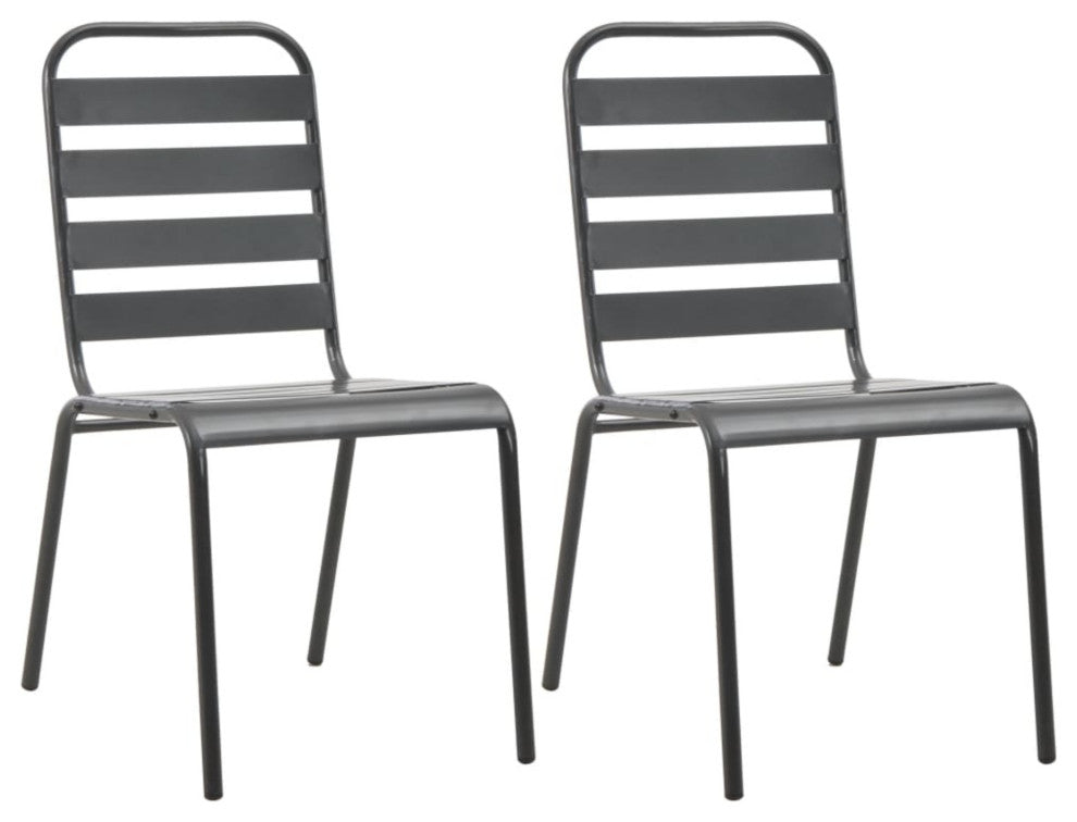 Vidaxl Stackable Outdoor Chairs, Set of 2, Steel Gray