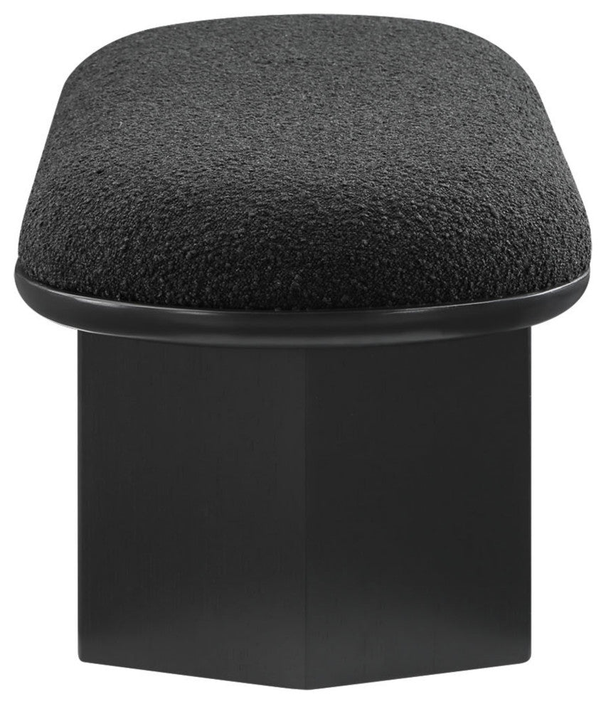 Wilshire Boucle Fabric Upholstered Bench, Black, Black Finish
