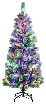 5FT Pre-Lit Hinged Christmas Tree Snow Flocked w/9 Modes Remote Control Lights