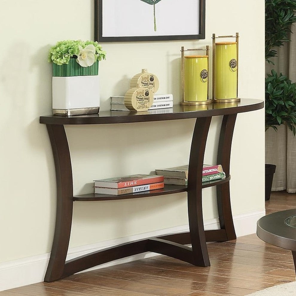 Wood And Glass Console Table, Brown