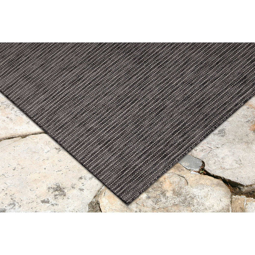 Carmel Texture Stripe Indoor/Outdoor Rug, Black, 1'11"x4'11" Runner