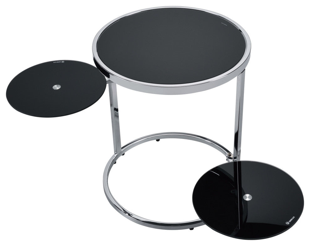 ACME Lynch Side Table, Black and Chrome Finish