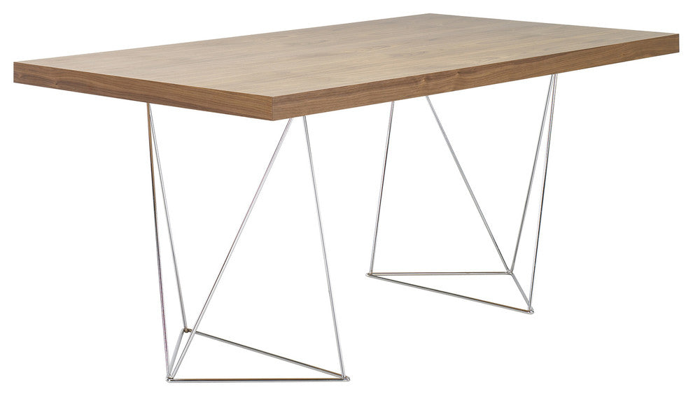 Modern Home Office Wire Leg Desk, Walnut/Chrome