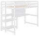Gewnee Twin Size Wooden Loft Bed with Shelves in White