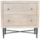 Sarah 2 Drawer Nightstand, Mango Solid Wood Brushed Ivory Finish on Iron Base