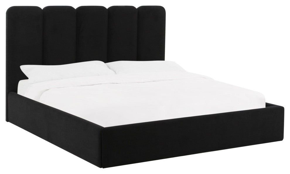 Palani Black Velvet King Bed
