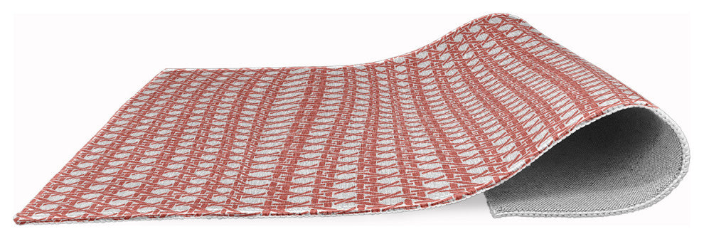 Rattan Geometric Rug, Coral, 4'x6'