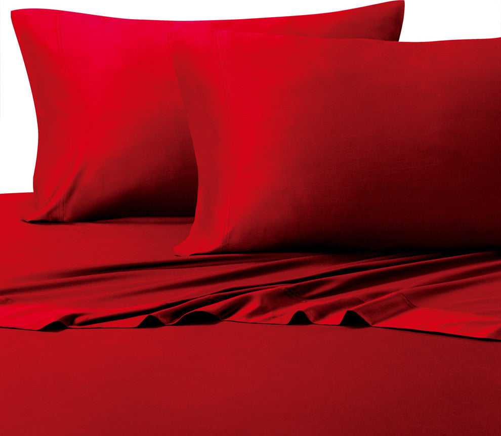 300 TC Silky 100% Bamboo Viscose Sheet Set, Red, King