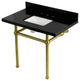 KVPK3630KBSQ7 36" Black Granite Console Sink with Brass Legs