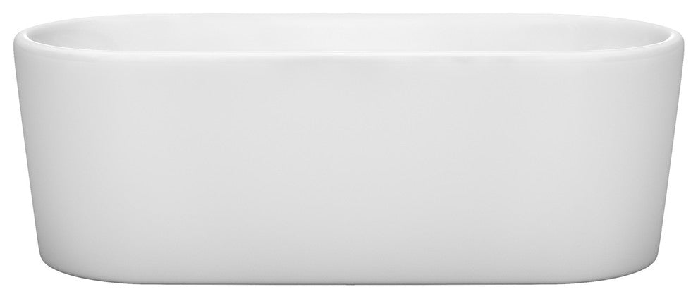 Ursula 67" Freestanding White Bathtub, Polished Chrome Drain and Overflow Trim