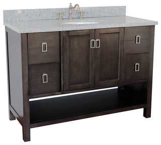 49" Single Vanity, Silvery Brown Finish With Gray Granite Top