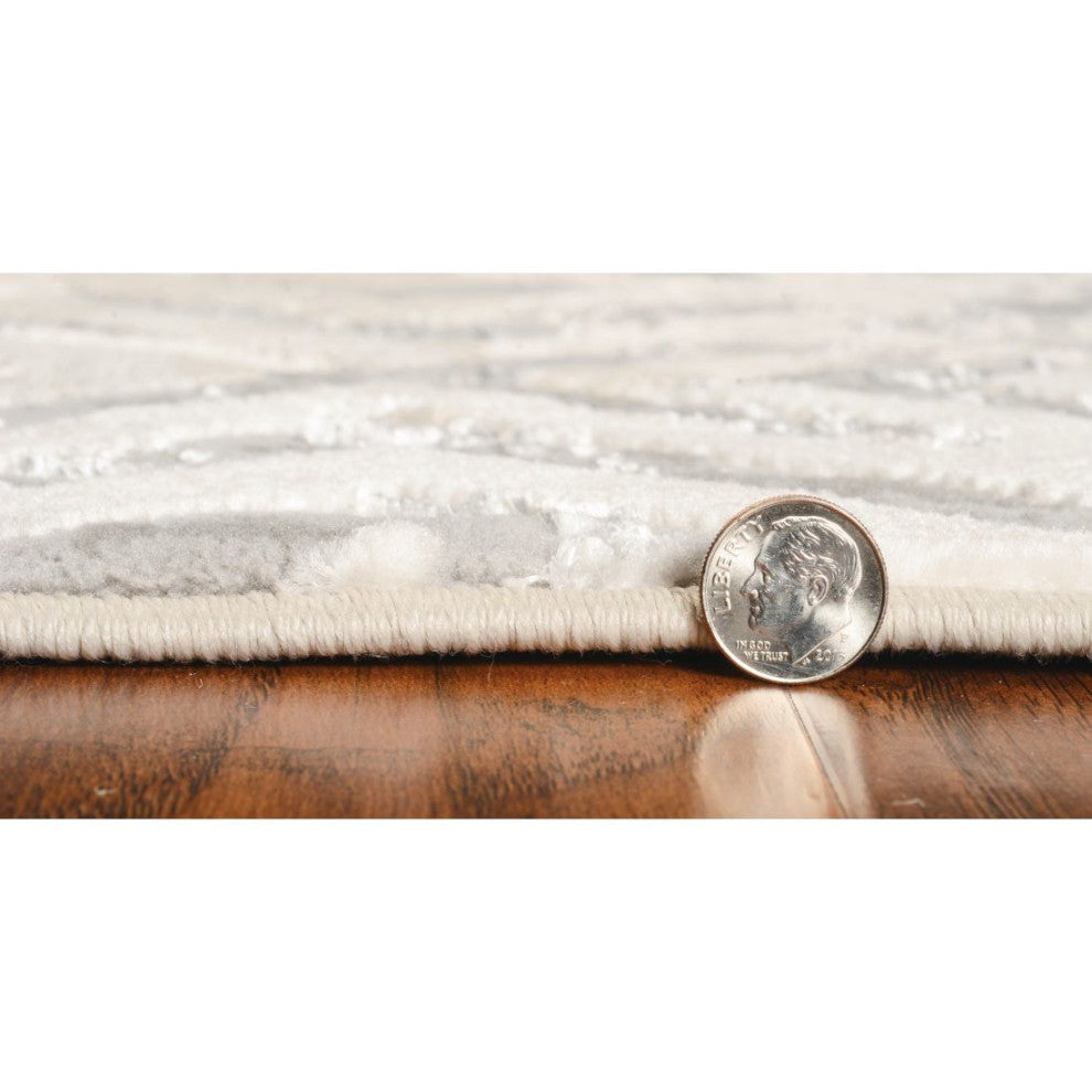 KAS Luna 7124 Sand Silver Dimensions Area Rug, 5'3"x7'7"