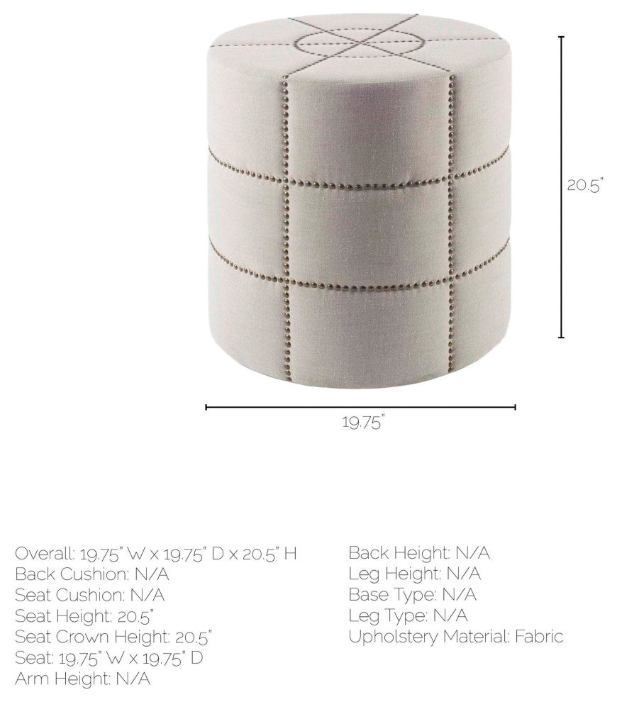 Cream Ottoman With Metal Detailing