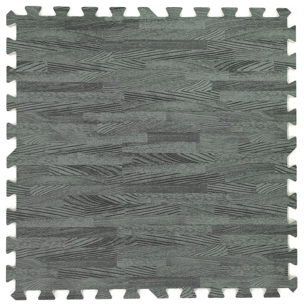 100 Square Foot EVA Sea Haze Grey Wood Grain Foam Interlocking Mat