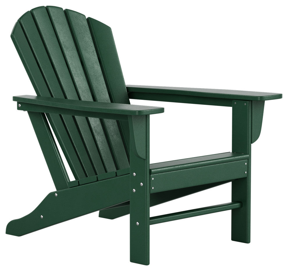 WestinTrends 2PC Outdoor Adirondack Poly Lumber Patio Chair, Side Table Set, Dark Green
