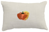 Pepper Floral Print Throw Pillow With Linen Texture, Rust, 14"x20"