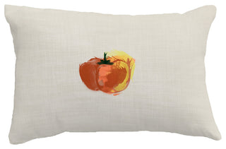 Pepper Floral Print Throw Pillow With Linen Texture, Rust, 14"x20"