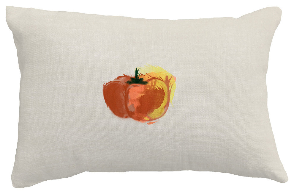 Pepper Floral Print Throw Pillow With Linen Texture, Rust, 14"x20"