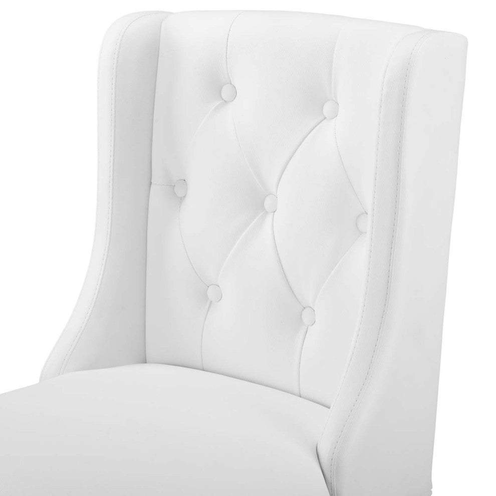Bar Stool Chair Barstool, Set of 2, Faux Leather, Wood, White, Modern, Bar Pub