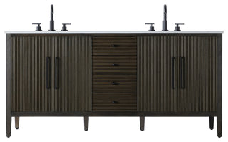 Home Living 72" Double Bathroom Vanity, Chocolate Oak