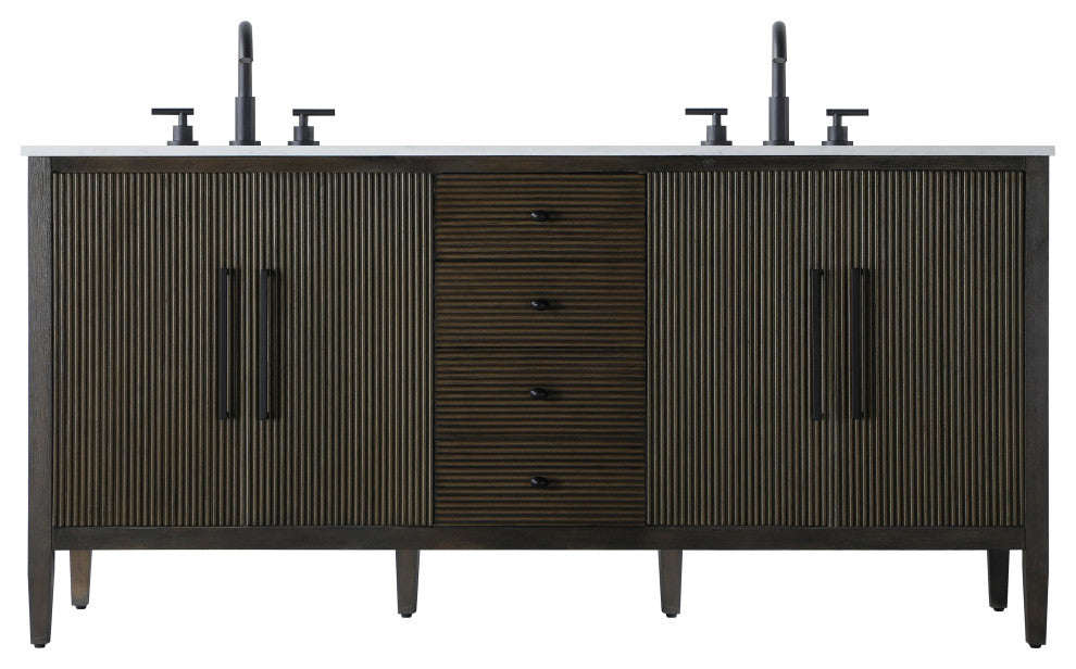 Home Living 72" Double Bathroom Vanity, Chocolate Oak