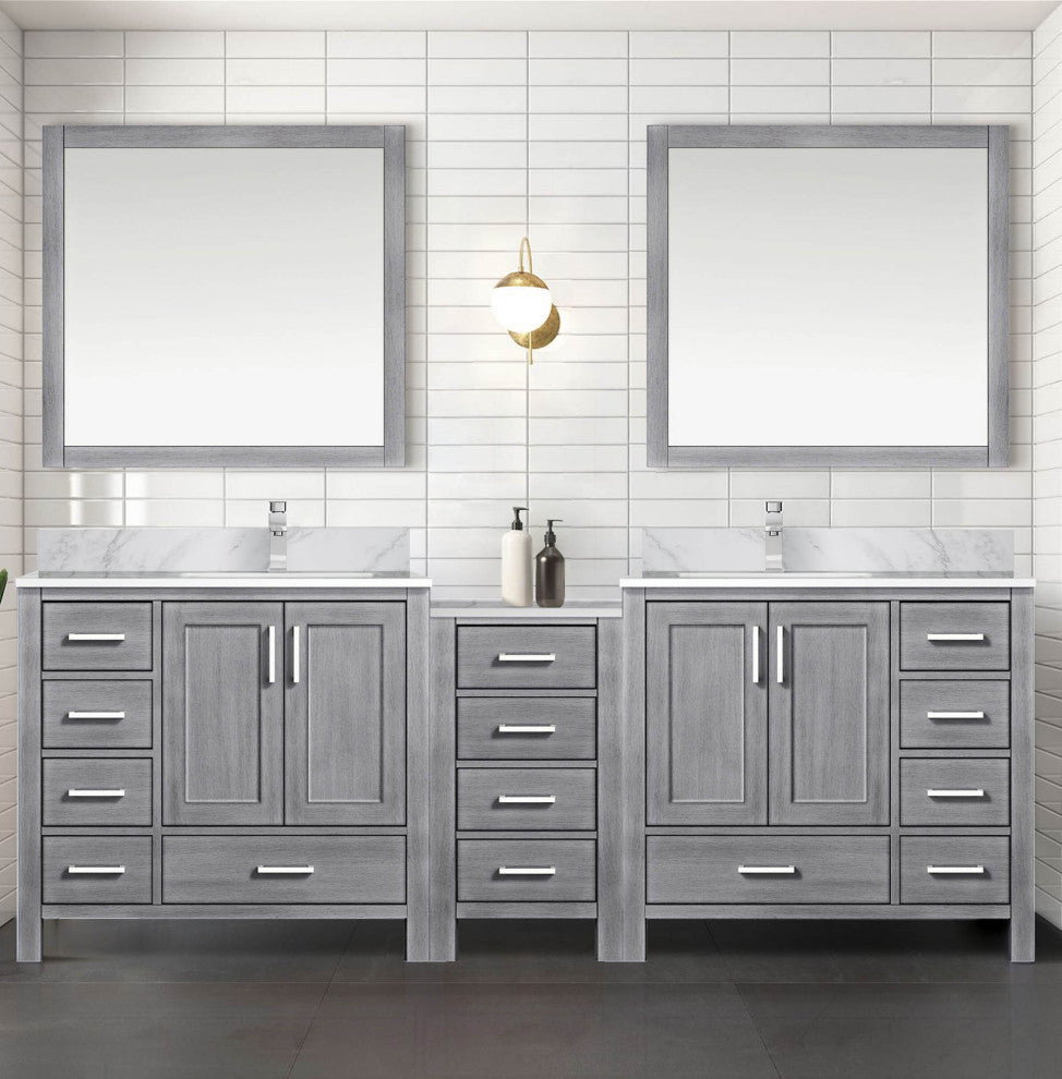 Lexora Coraline Double Bath Vanity Distressed Gray 92 With Countertop & Mirror