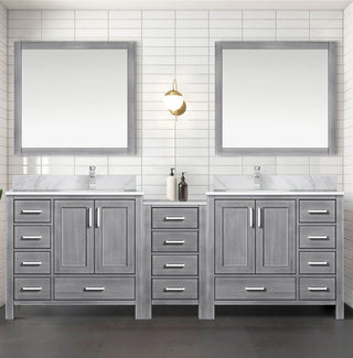 Lexora Coraline Double Bath Vanity Distressed Gray 92 With Countertop & Mirror