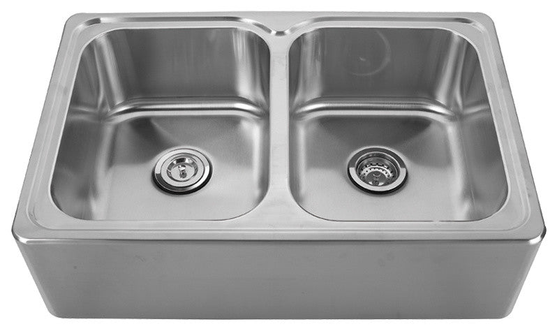 Brushed Stainless Steel Double Bowl Drop-In Sink
