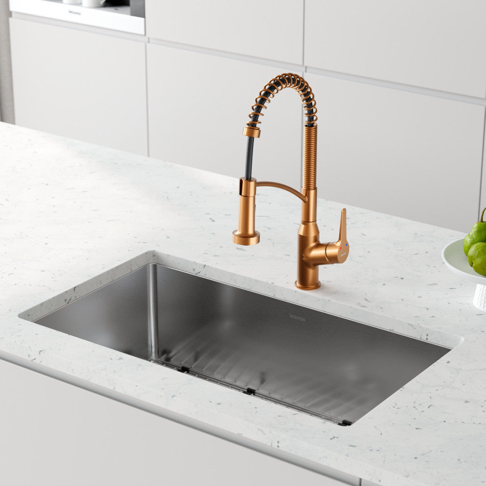 Karran Single-Handle Pull-Down Sprayer Kitchen Faucet, Brushed Copper