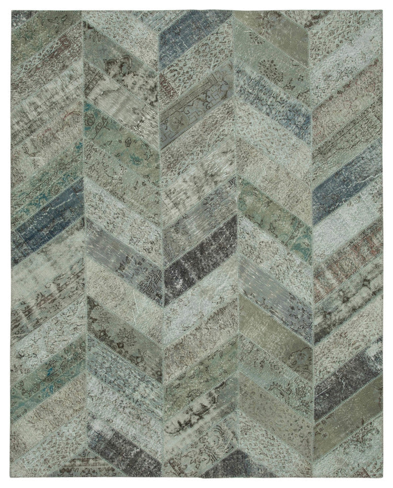 Rug N Carpet - Hand-Knotted Turkish 8' 0" x 10' 1" Unique Patchwork Area Rug
